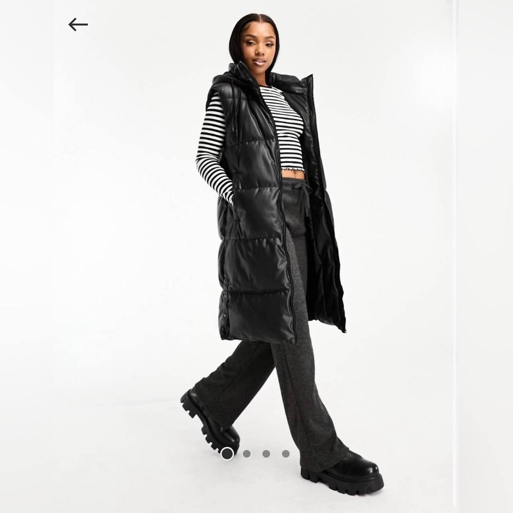 Pull&Bear Longline Faux Leather Vest